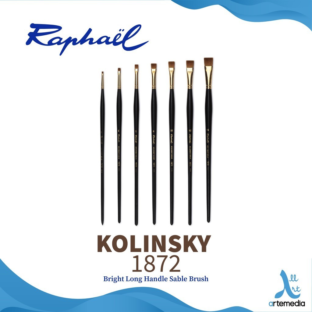 

Raphael 1872 Kuas Lukis Bright Kolinsky Gold Sable Brush Long Handle