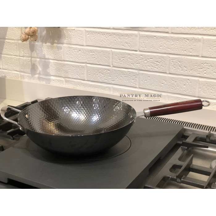 PM Carbon Steel Wok Flat Bottom w/ Helper Handle 32cm/ Wok CarbonSteel