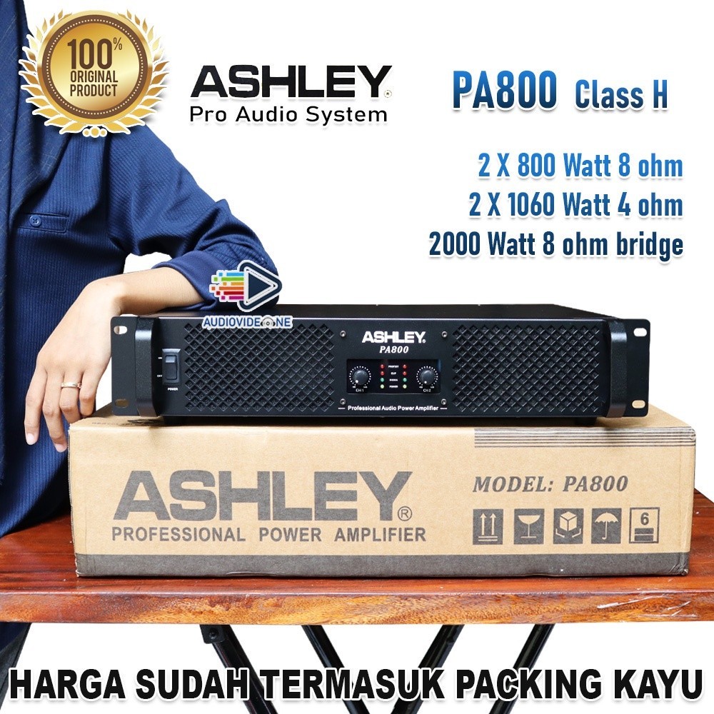 Power Ashley PA800 Power Amplifier Kelas H 2 x 800 Watt 8ohm Original Free Packing Kayu