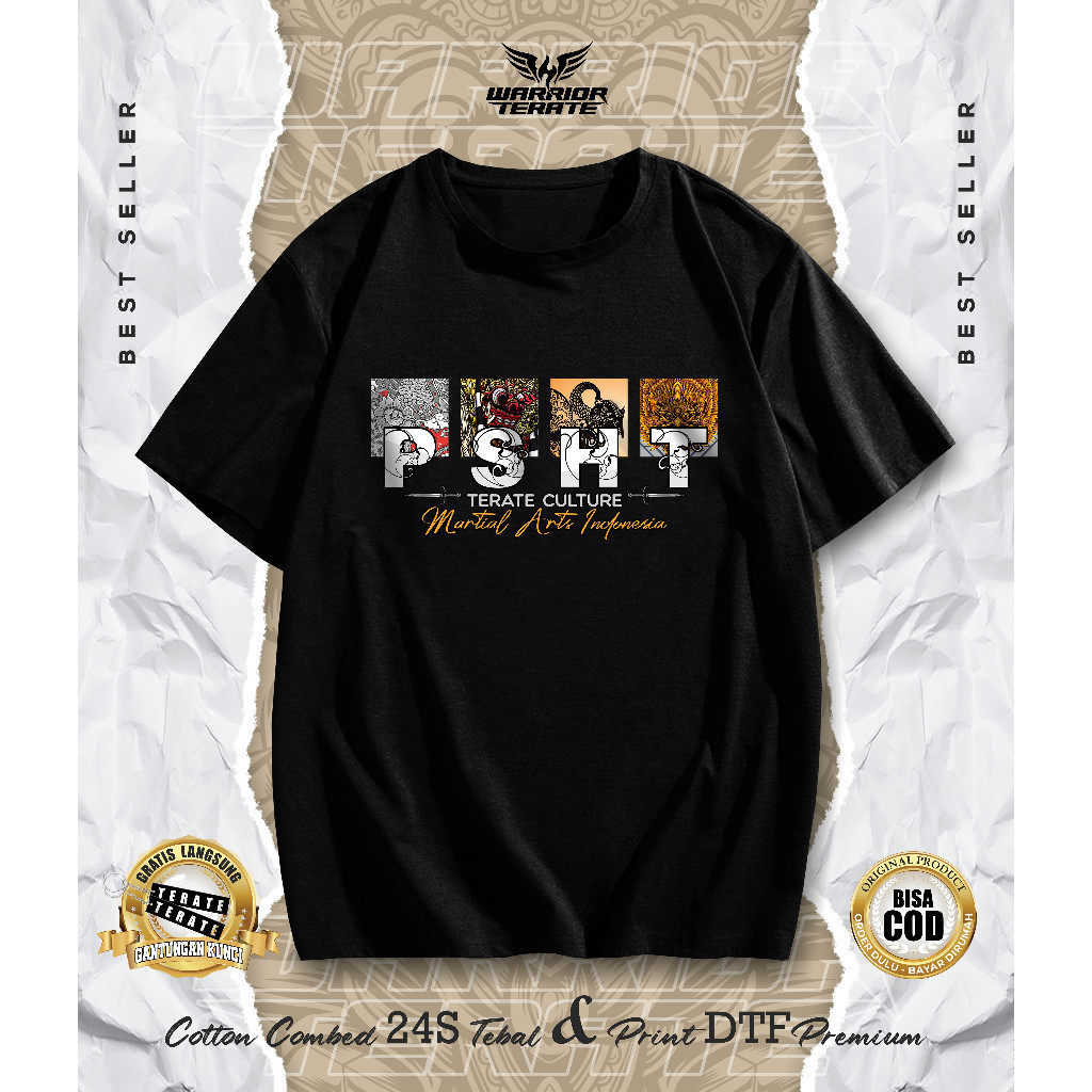 KAOS SH TERATE COTTON COMBED 24S (TEBAL & ADEM) - BISA COD BAYAR DITEMPAT - KAOS PSHT TERBARU WARRIO