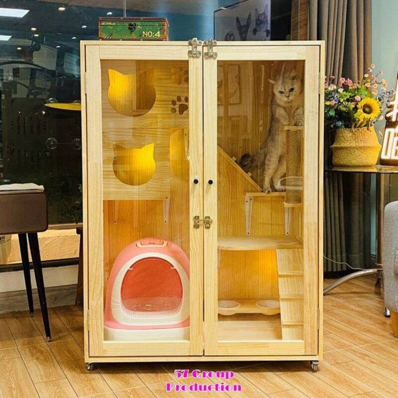 PROMO SALE SPESIAL Kandang rumah kucing/ hewan peliharaan kecil full lampu dan kaca