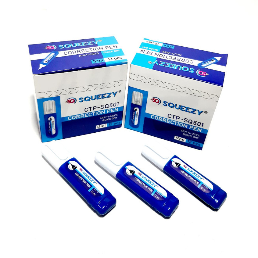 

Harga (1Kotak / 12pcs ) Correction Fluid 12ML CTP-SQ501 SQUEEZY (BESAR )