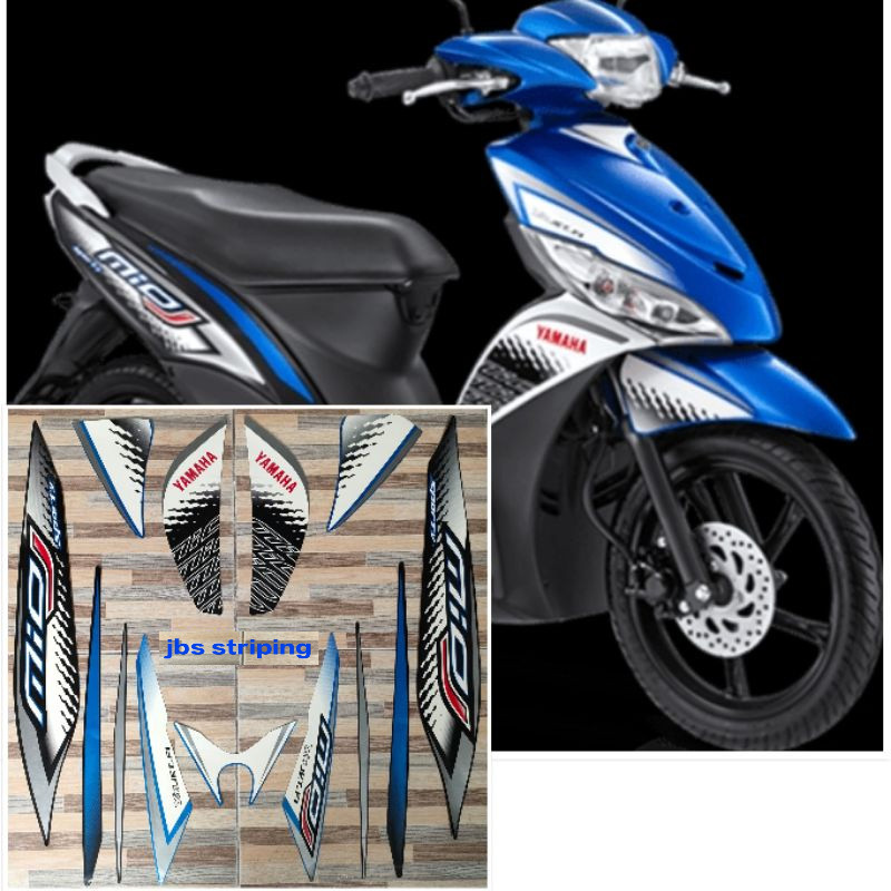 striping  yamaha Mio J biru hitam tahun 2013 2014 stiker mio j berkuatas bagus