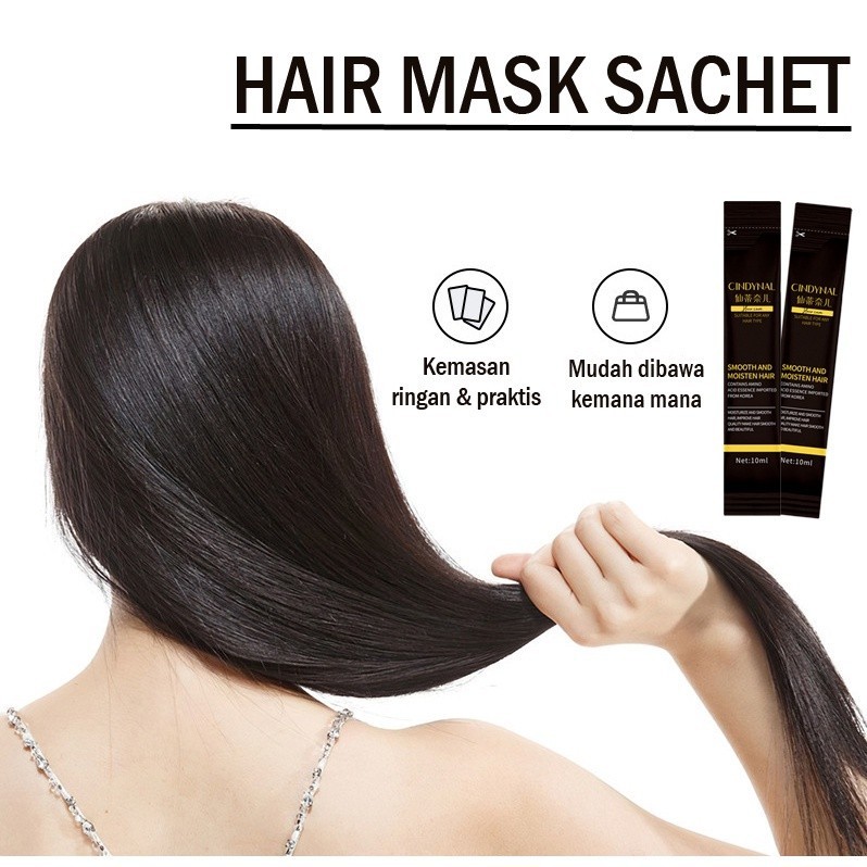 CINDYNAL Hairmask Smooth &amp; Moisten Hair 10ml / Masker Pelurus Rambut Korea Tanpa Catok Kemasan Sachet 10ml