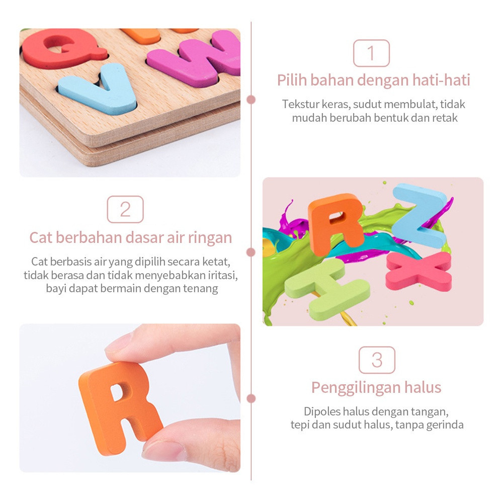 OOTD AS Puzzle Anak Mainan Edukasi Anak Bayi Perempuan Laki 2/3/4 Tahun ABC/Nomor/Grafis Edukasi