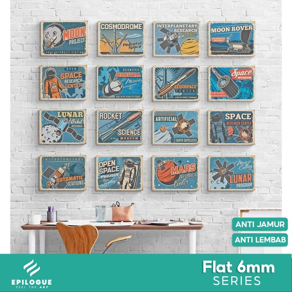 Epilogue Dekorasi Dinding Vintage Retro Astronaut 15x20 Poster Kamar Cowok Cafe Pajangan Hiasan