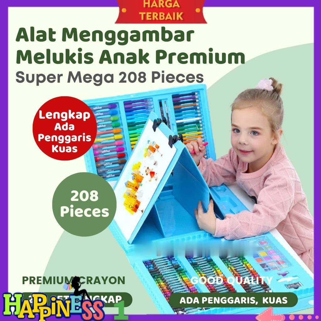 

CRAYON SET 208 Drawing Set Kids 208pcs Art Set Gambar Anak Pensil Crayon Spidol Lukis