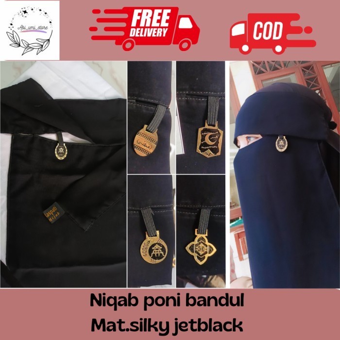 niqob cadar poni ORI sifon silky jetblack - Hitam, Bandul