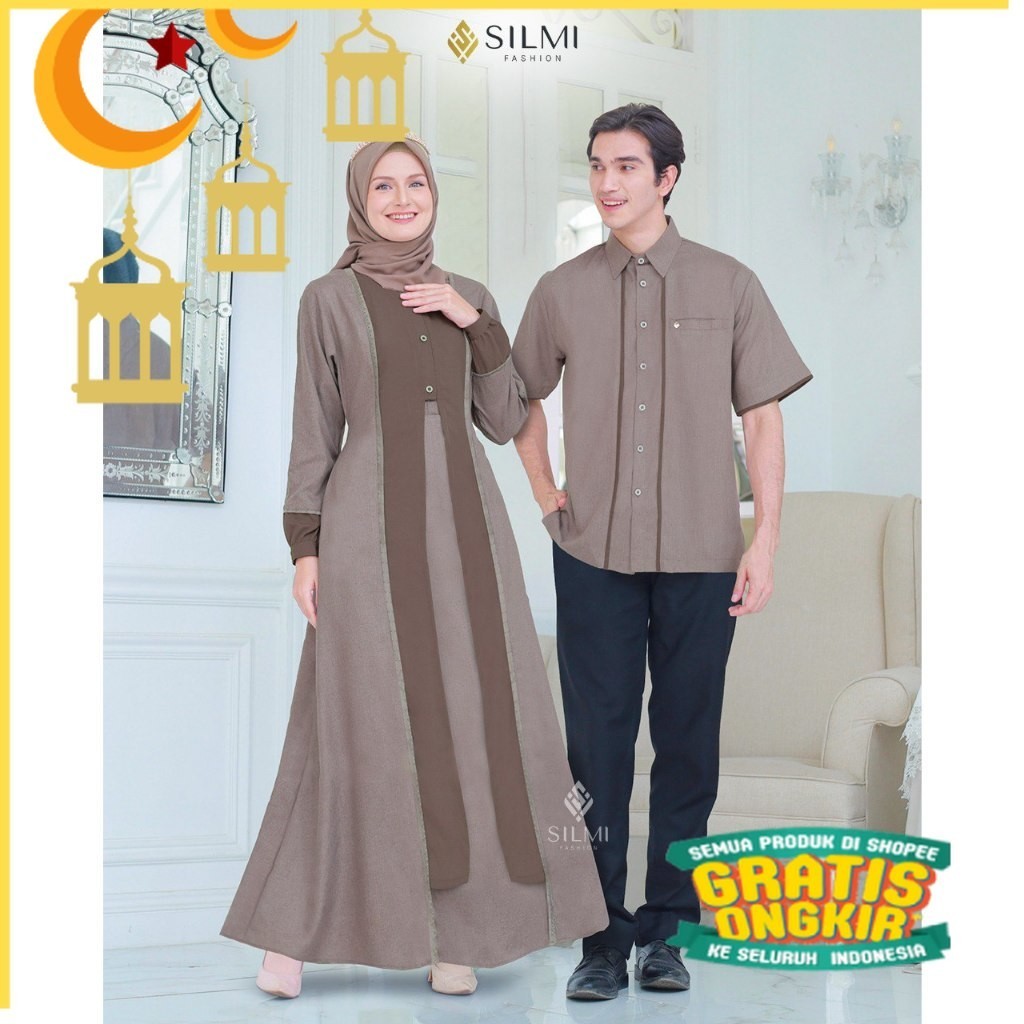 Sarimbit Keluarga 2024 Lebaran Premium Sabrina Family Choco Cedar - Gamis Lebaran 2024 Model Gamis T