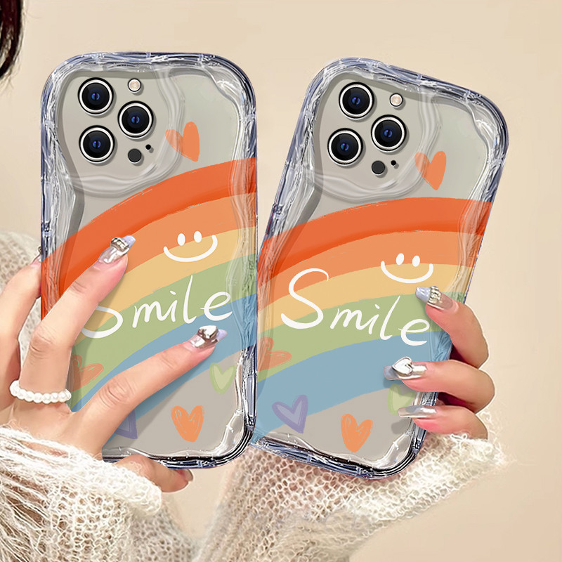 Rainbow Senyum Casing Hp IPhone 15 14 13 12 11 Pro Max 8 7 6 Plus IPhone Xs Max XR XS Kasus Telepon 
