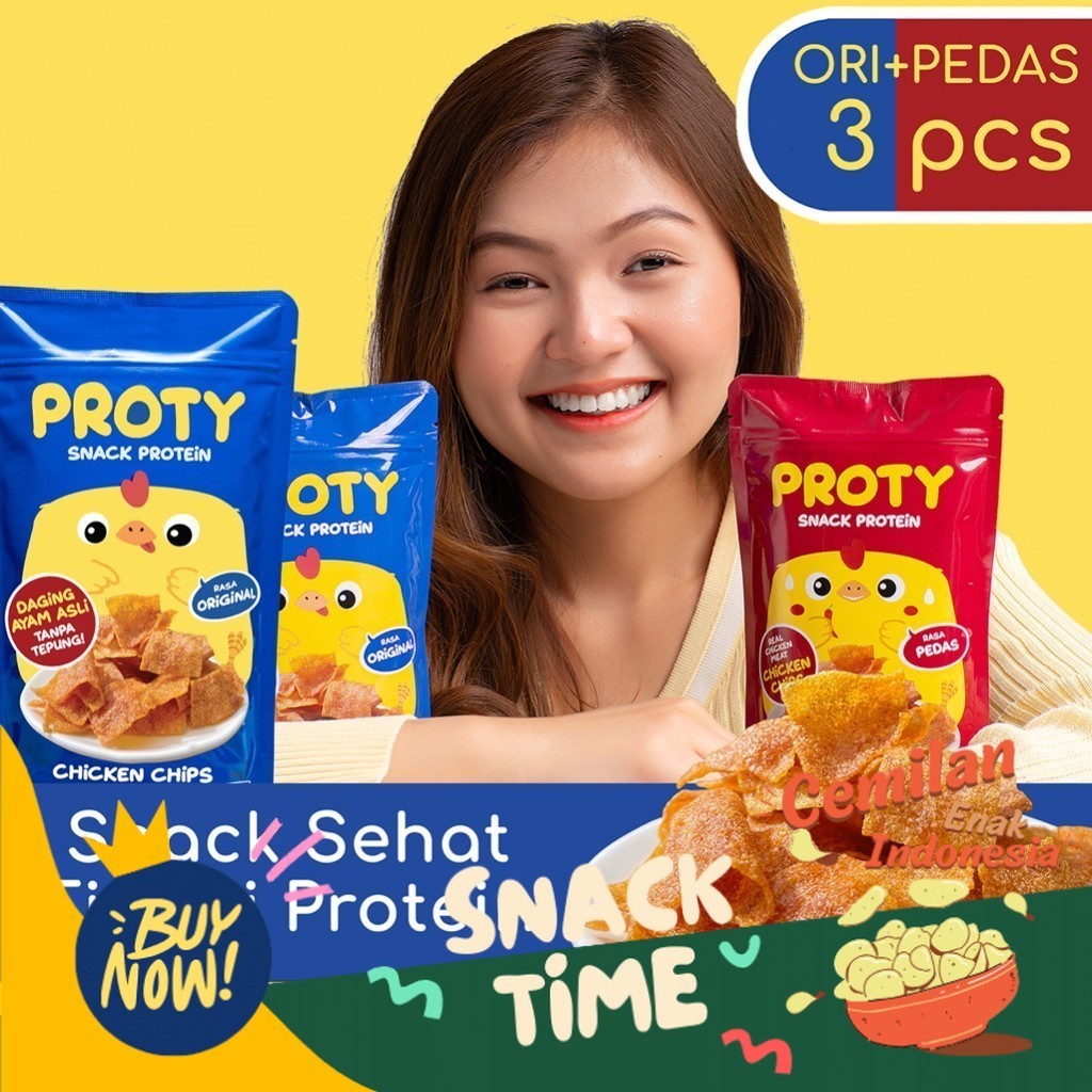 

Special Diskon Snack Sehat PROTY Chicken Chips Ori(2 pcs)+Pedas(1 pcs) Cemilan Daging Ayam Tinggi Protein