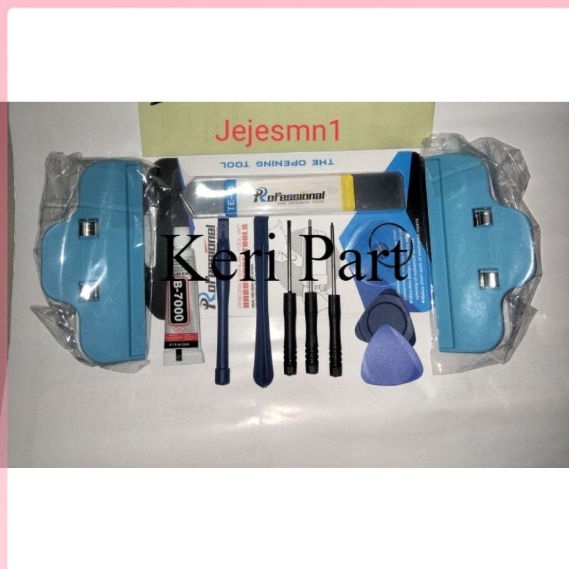 Obeng 8in1,Lem B7000 3ml, Besi pembuka LCD dan 2pcs penjepit LCD ORIGINAL OEM