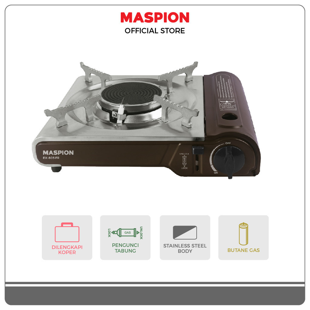 Maspion Kompor Gas Portable 1 Tungku Stainless Steel GC-EX805 FR