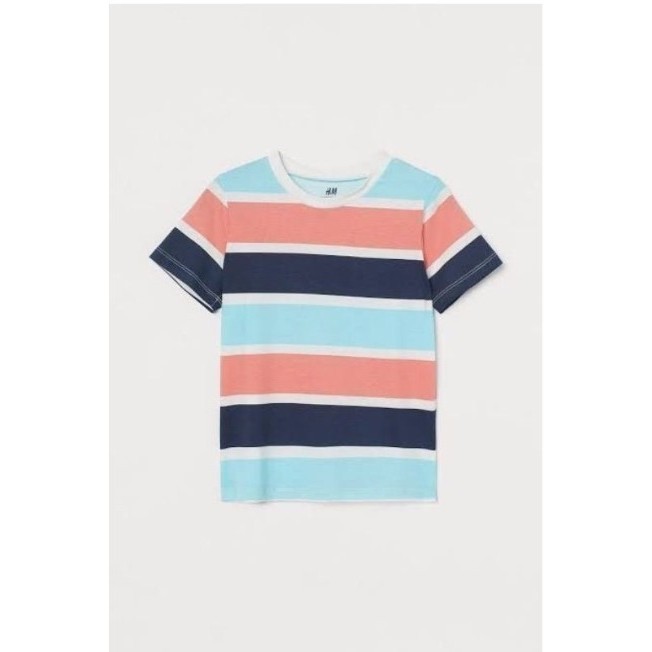 BAJU KAOS TSHIRT HNM STRIPE BLUE ANAK LAKI LAKI HM