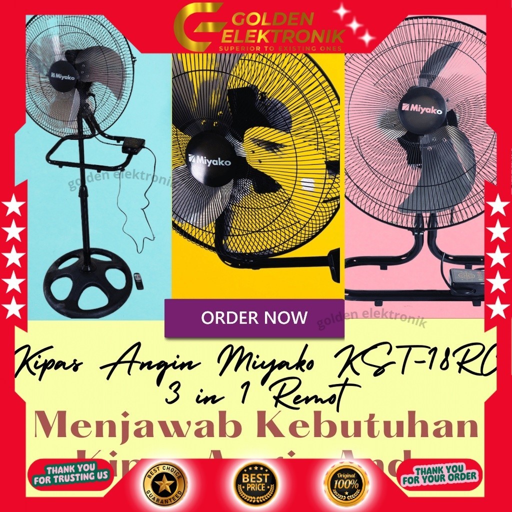 KIPAS ANGIN MIYAKO KST 18 RC KST-18RC KST 18RC 3IN1 TORNADO FAN MIYAKO 18 INCH