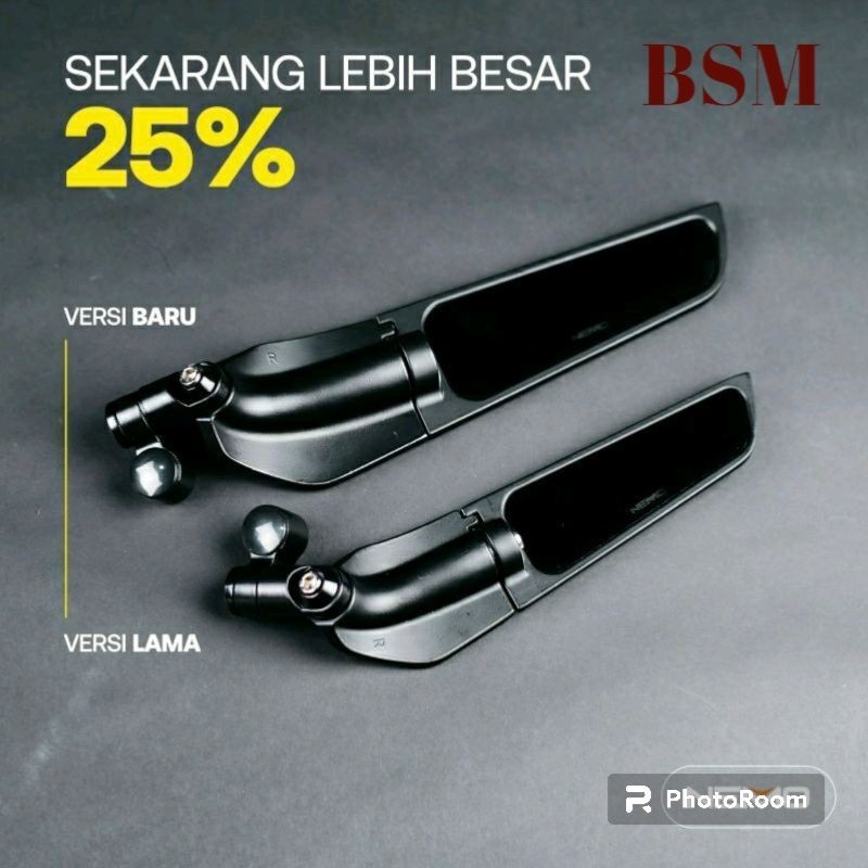 NEMO Spion Winglet Di atas stang (1367B-6) Model Rizoma Universal Kaca Cembung (BIG) BSM PREMIUM (BI
