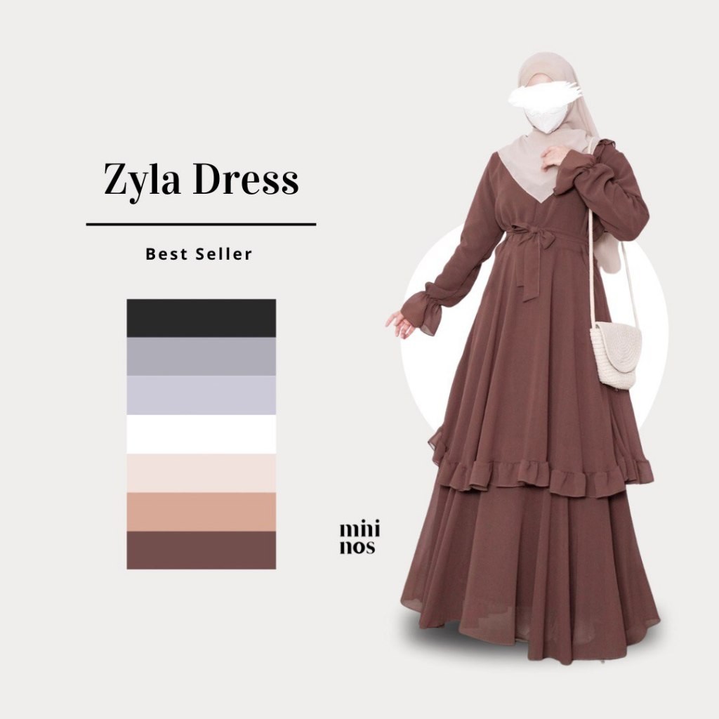 Mininos Zyla Dress Gamis Syari Remaja Ceruty Babydoll
