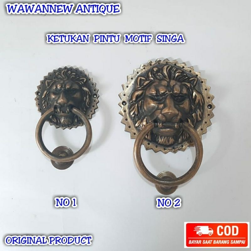 Ketukan Pintu Rumah Kuningan Antik Motif Singa Duri Door Knocker Ketukan Pintu Kuningan