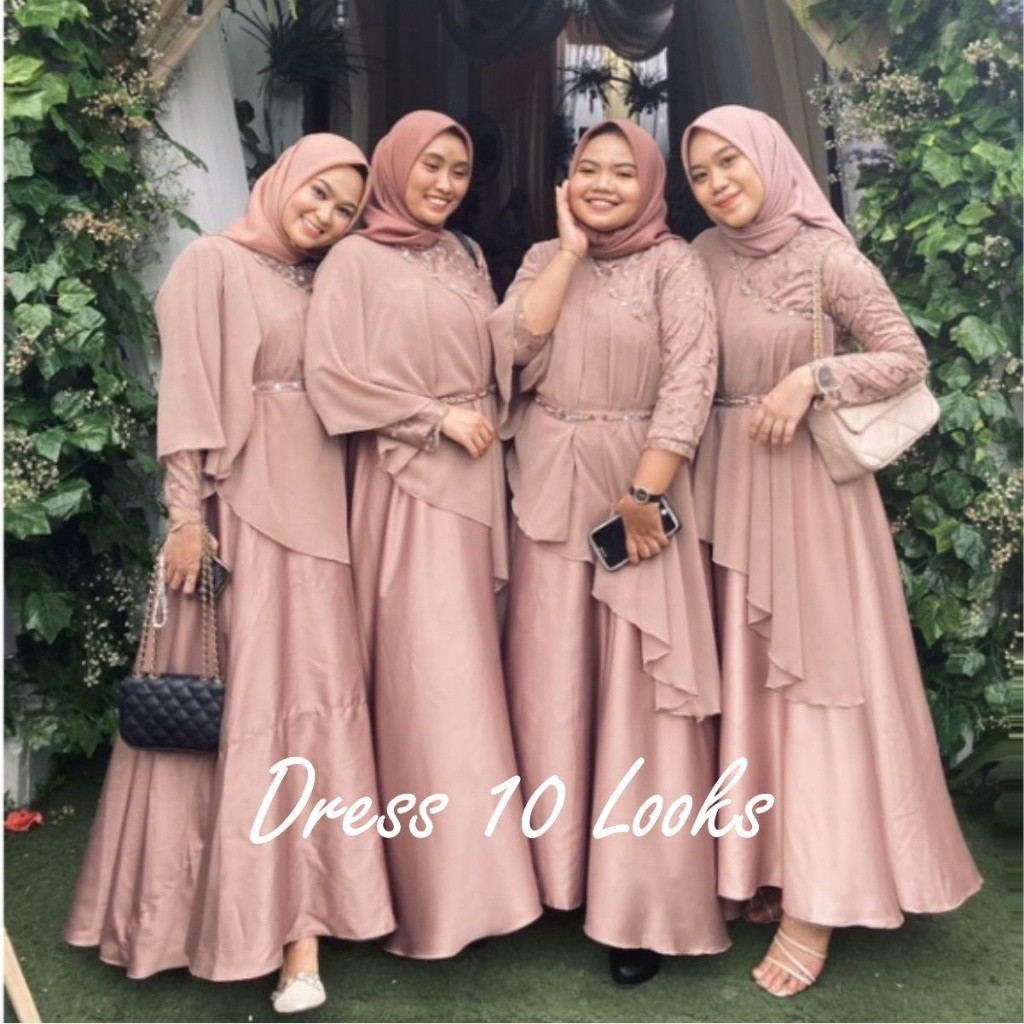 TERBARU [ RIZKIA DRESS ] 1 GAMIS Bisa 10 GAYA KOREAN STYLE BROKAT JUMBO TILE BAJU GAMIS PESTA MEWAH 