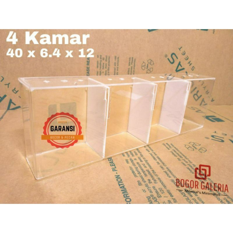 Aquarium Soliter Akrilik Cupang Sekat 4 Kamar 40 x 6,4 x 12 2mm Aquarium akrilik Mini