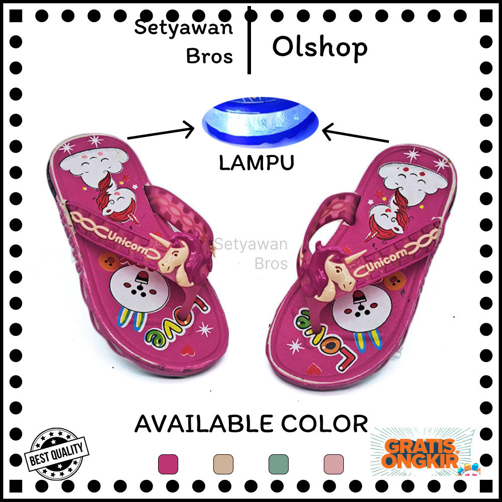 Sandal Anak Menyala Lampu LED Perempuan UNICORN