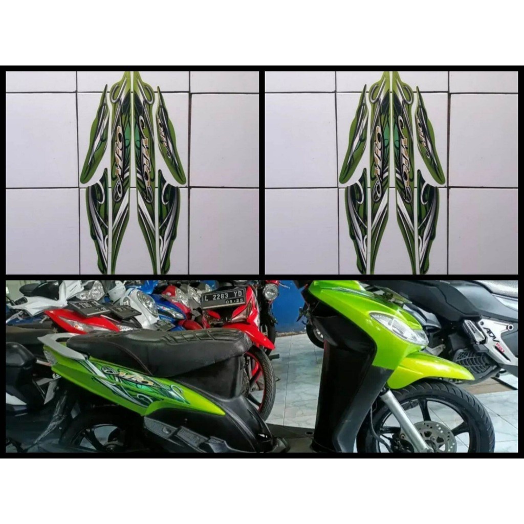 Stiker Striping Lis Les Bodi Motor Yamaha Mio Sporty 2010 2011 smile Hijau