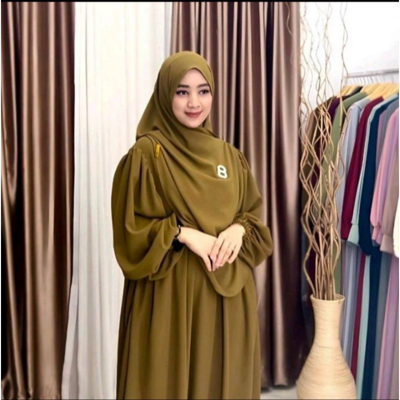 Daviana - Gamis Set Hijab Luna Syar'i Exclusive Plus Pasmina Oval Cringkel Airflow 9D3