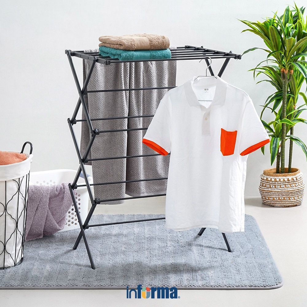 Informa 75x60x103 cm Gretta Jemuran Baju - Hitam Tempat Jemur Baju Drying Rack Gantungan Laundry Per