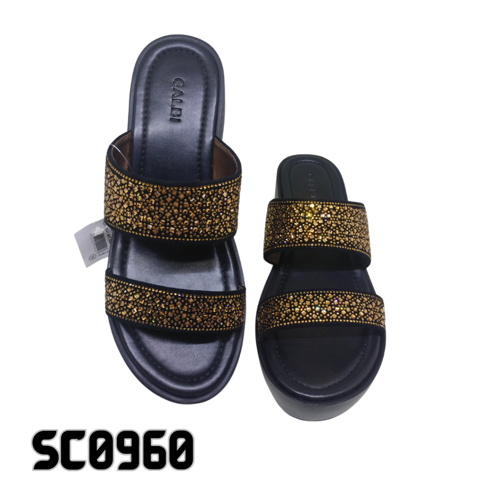 Sandal Sendal Cewek Wanita Anak Perempuan Emak Emak Ibu Ibu Wedges Jepit CALBI KLX 2041 Blink 100% O