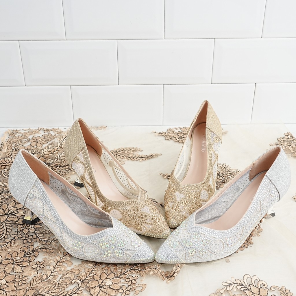 Patrizio Sepatu Pesta Party Shoes Wanita dengan Manik-manik Tinggi 7 CM XTM58-2