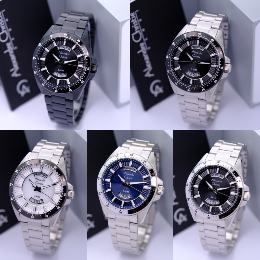 Jam Tangan Pria Alexandre Christie AC 6678 Rantai Original