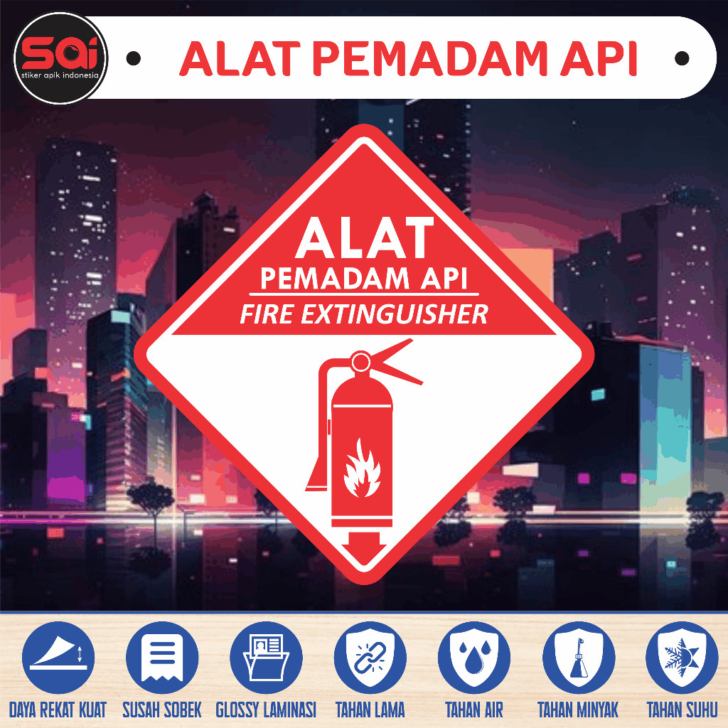 

stiker vinyl anti air waterproof PETUNJUK ALAT PEMADAM API RINGAN APAR KOTAK laminasi glossy