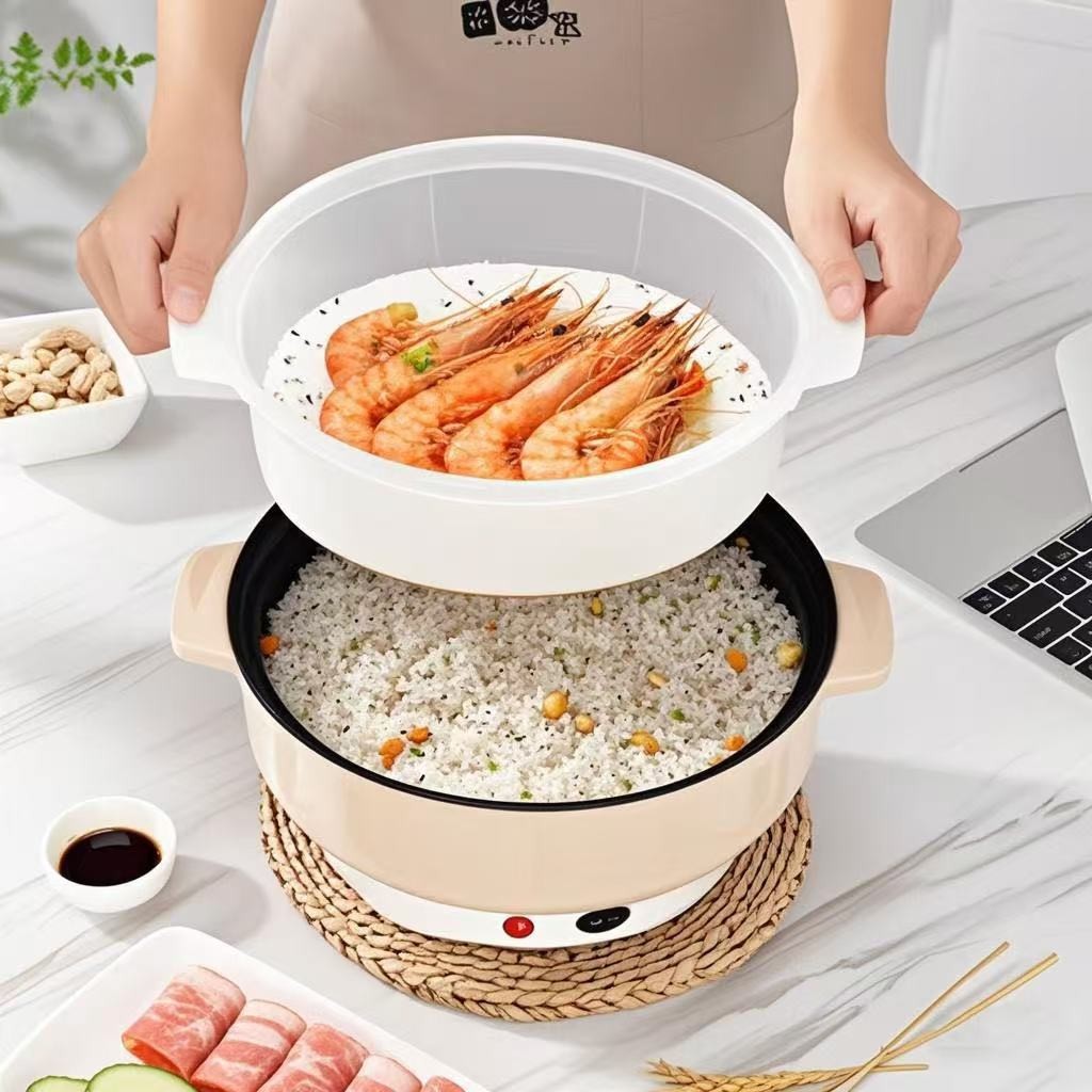 Panci Listrik Multifungsi Free kukusan / Steamer Stainless Lapis Keramik Teflon  cooking pot