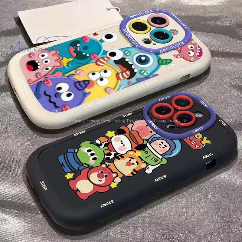 Tren Anime Kartun Lucu Toy Story Monster Berwarna-warni Pasangan Puff Soft CoverCase Cocok Untuk Mod