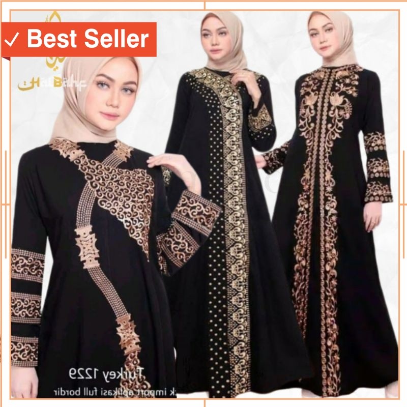Gamis Murah Dewasa Bahan Premium Tebal / Abaya Bordir Gamis arab Hitam Abaya hitam turkey bordir