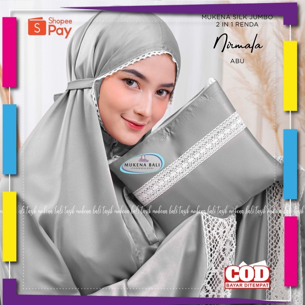 RAMADHAN SALE // MUKENA BALI TASIK - MUKENA DEWASA POLOS JUMBO SILK 2 IN 1 RENDA NIRMALA