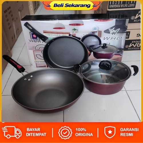Panci set WHO Panci Set / Cookware Set 3 PCS - Anti Lengket PROMO MURAH