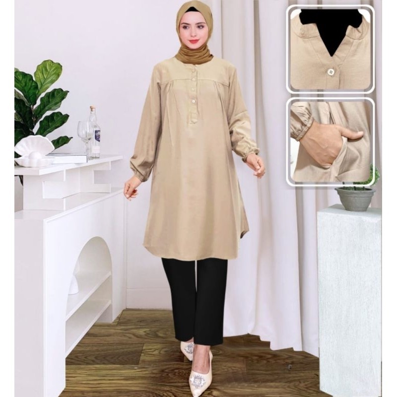 Long tunik - tunik wanita - kemeja tunik - tunik jumbo - tunik katun - tunik terbaru - tunik kekinia