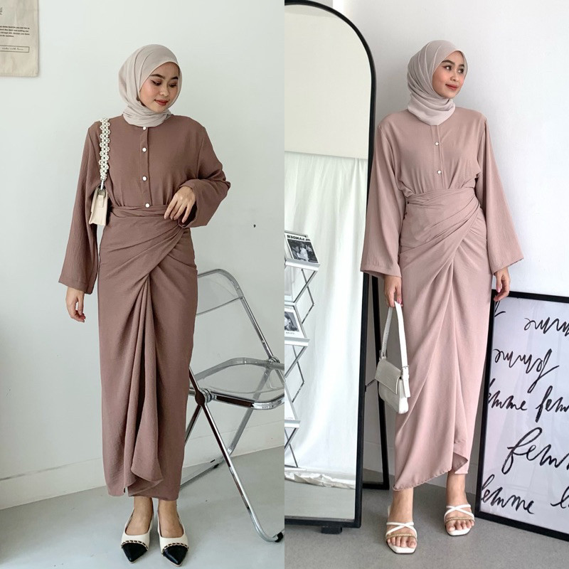 KAFTAN AMARA IKAT WRAP CRINGKEL AIRFLOW LILIT SIMPLE OUTFIT TERBARU KEKINIAN WANITA MUSLIM GAMIS DRE