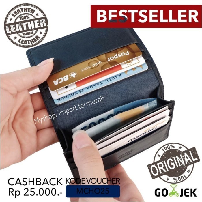 

PROMO!! -Dompet Kartu Kulit Asli Pria Wanita Card Holder RHYM 23 Blue