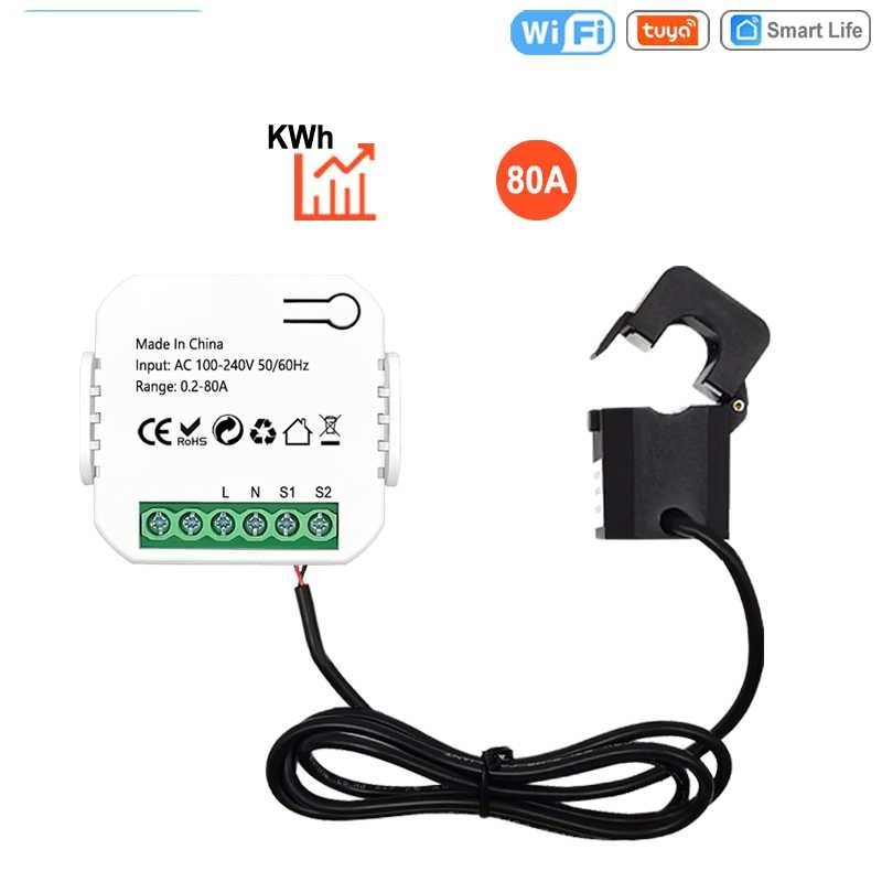 Smart Energy Meter 80A WiFi with Current Transformer Clamp kWh Tuya
