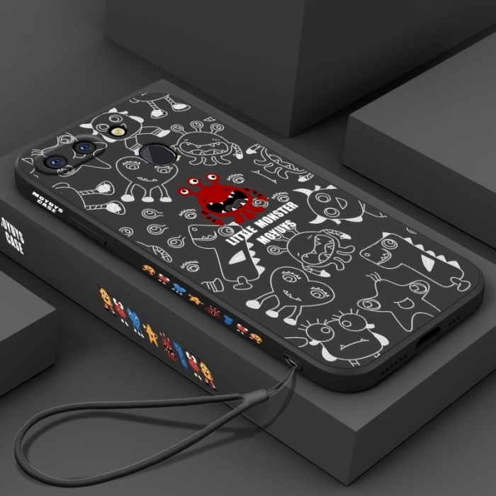 SoftCase OPPO A12 / A5S / A7 / F9 Matte Silicone Square Cover Casing Little Monster