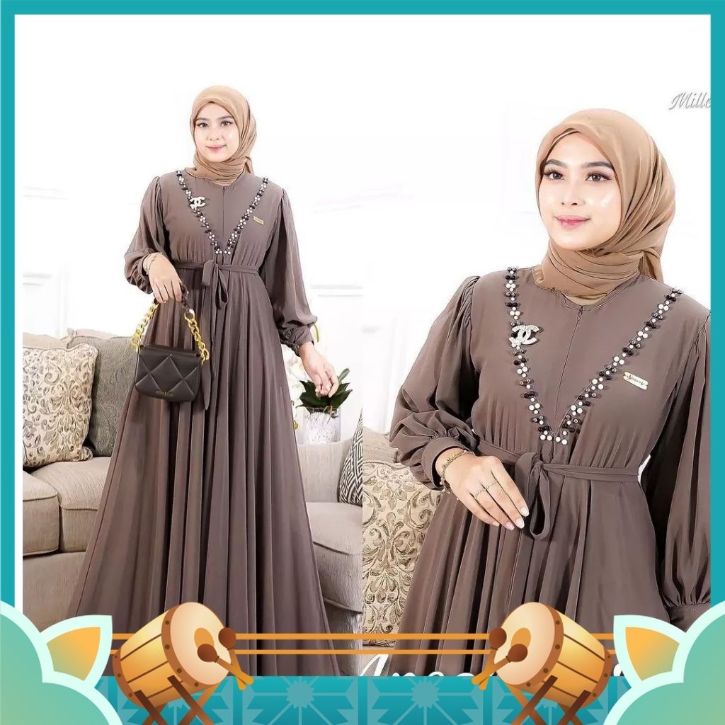 Baju Lebaran Gamis Dress Murah Cantik Premium / Ansori Dress / Gamis Mewah Kekinian Matt Ceruty Baby