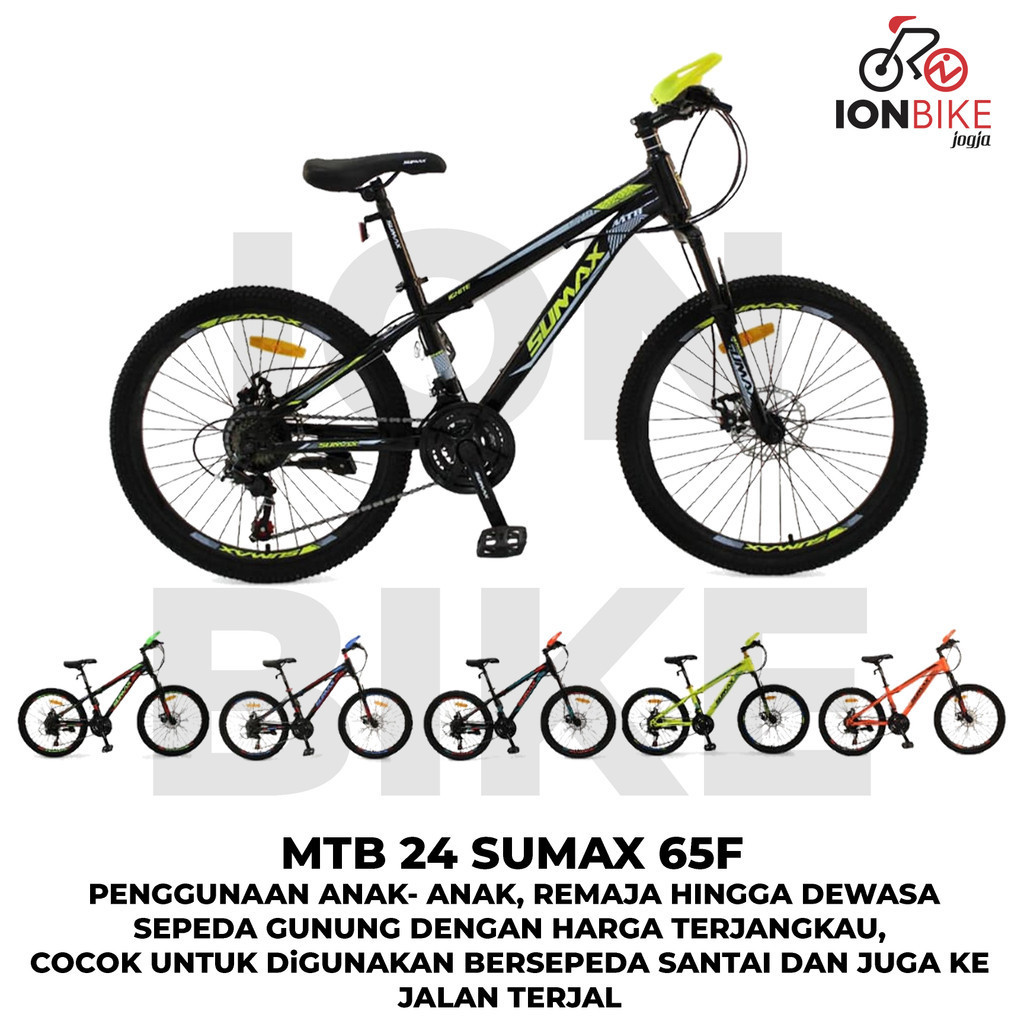 Sepeda MTB 24 SUMAX 65F Terbaru Gunung Anak Dewasa 3 x 7 Speed Murah Bagus Awet