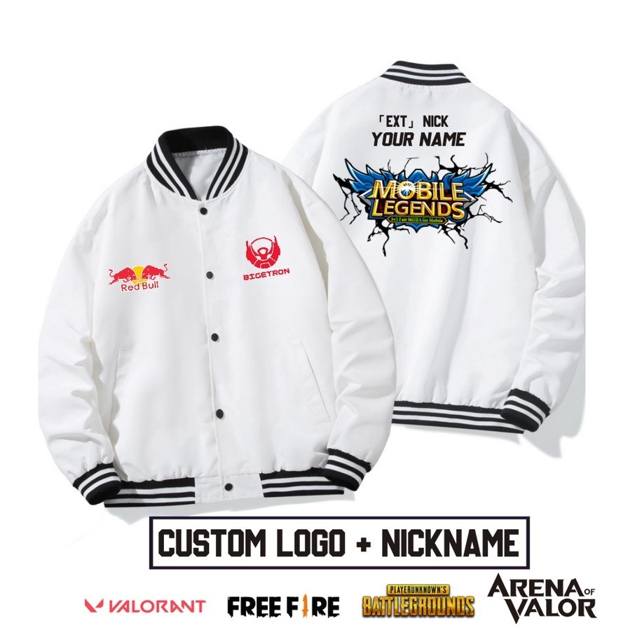 jaket HOODIE Anak LAKI LAKI cowo pria Baju Gaming Custom Squad ML, AOV, PUBG Free Nickname, logo, da