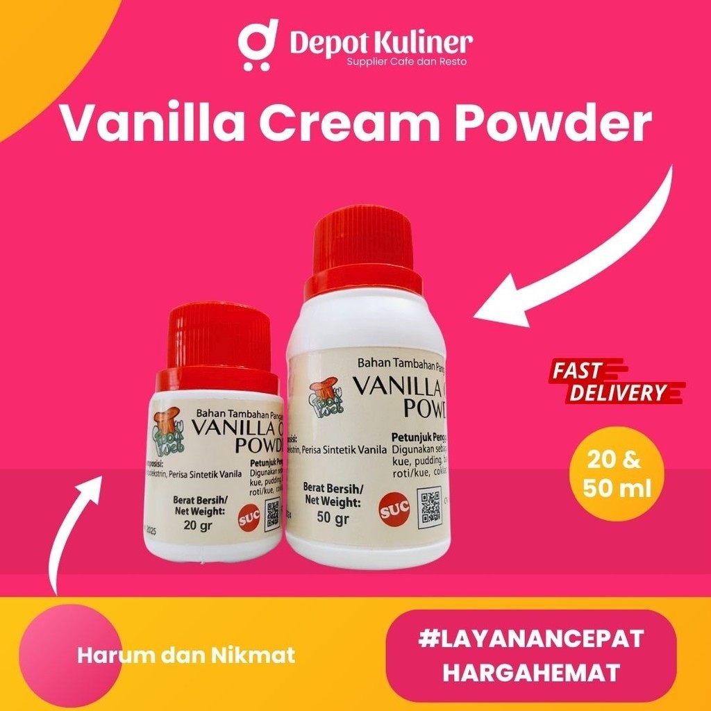 

Vanilla Vanila Cream Powder 50gr dan 20 gr Bahan Tambhan Pangan Perisa Vanila