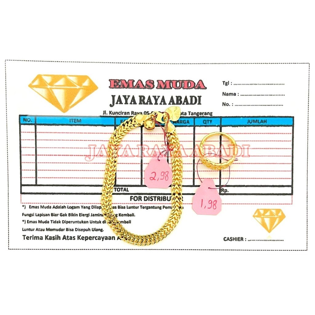 Gelang Tangan  tikar  warna Emas Free Cincin Berat 5.0 Gram