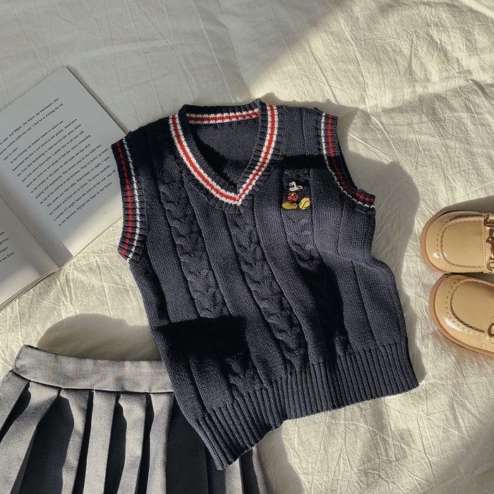 Vest rajut anak laki laki umur 3-8 tahun/ Vest knit anak laki laki - Mickey Navy, 140