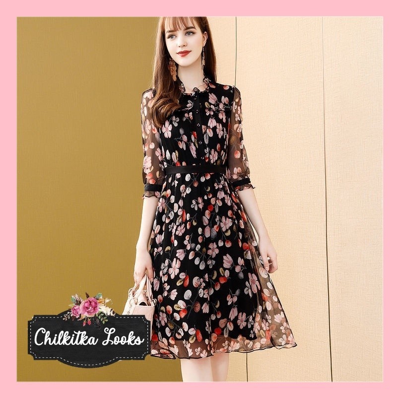 CHILKITKA LOOKS FASHION IMPORT dress bunga korea/dress korea/DERSS/dress bunga/midi dress korea/long