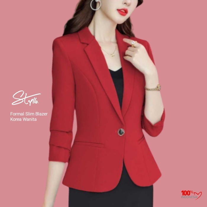 Blazer Wanita Jas Kantor Formal Baju Atasan Kerja Slim-fit Korea